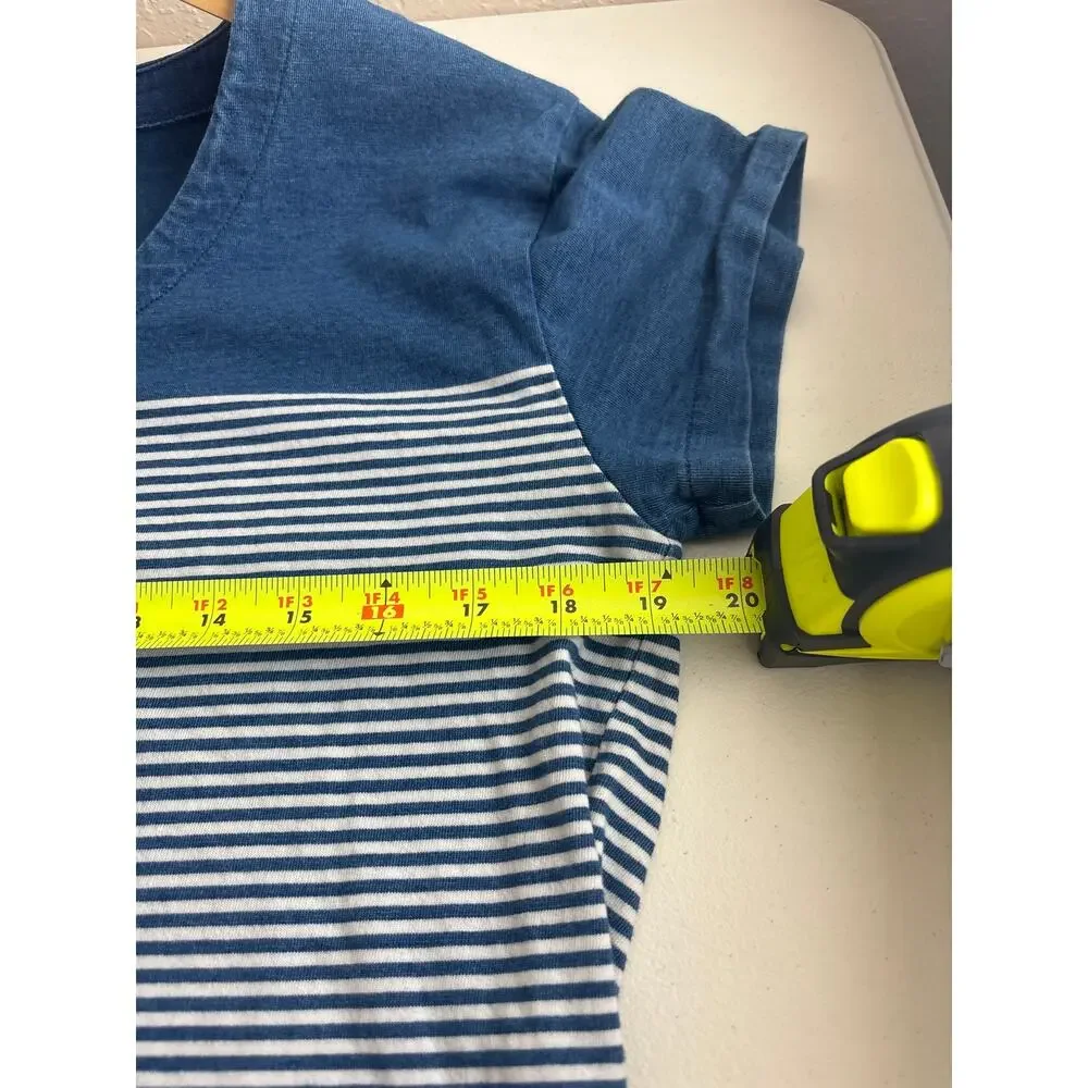 Madewell Blue White Stripe Boxy Crop Tee XS Cotton Casual Top